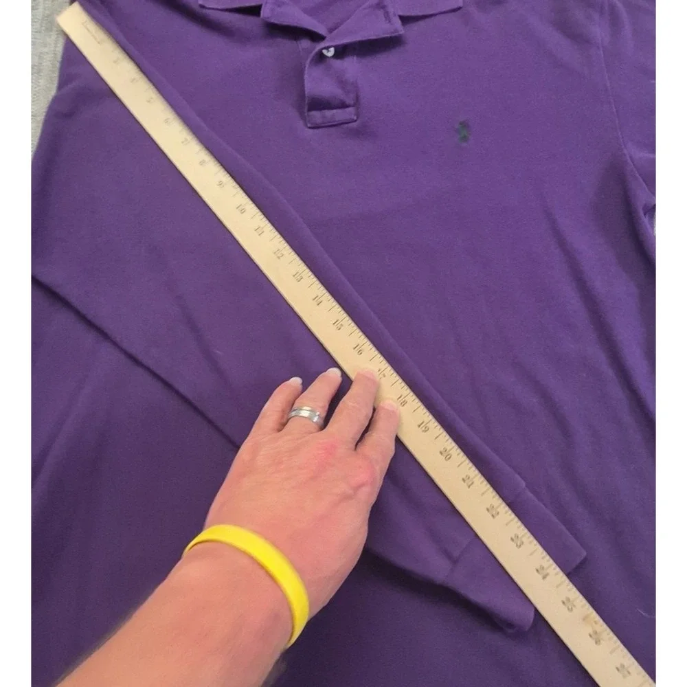 Polo Ralph Lauren men's long sleeve purple polo shirt 100% Cotton pullover logo
